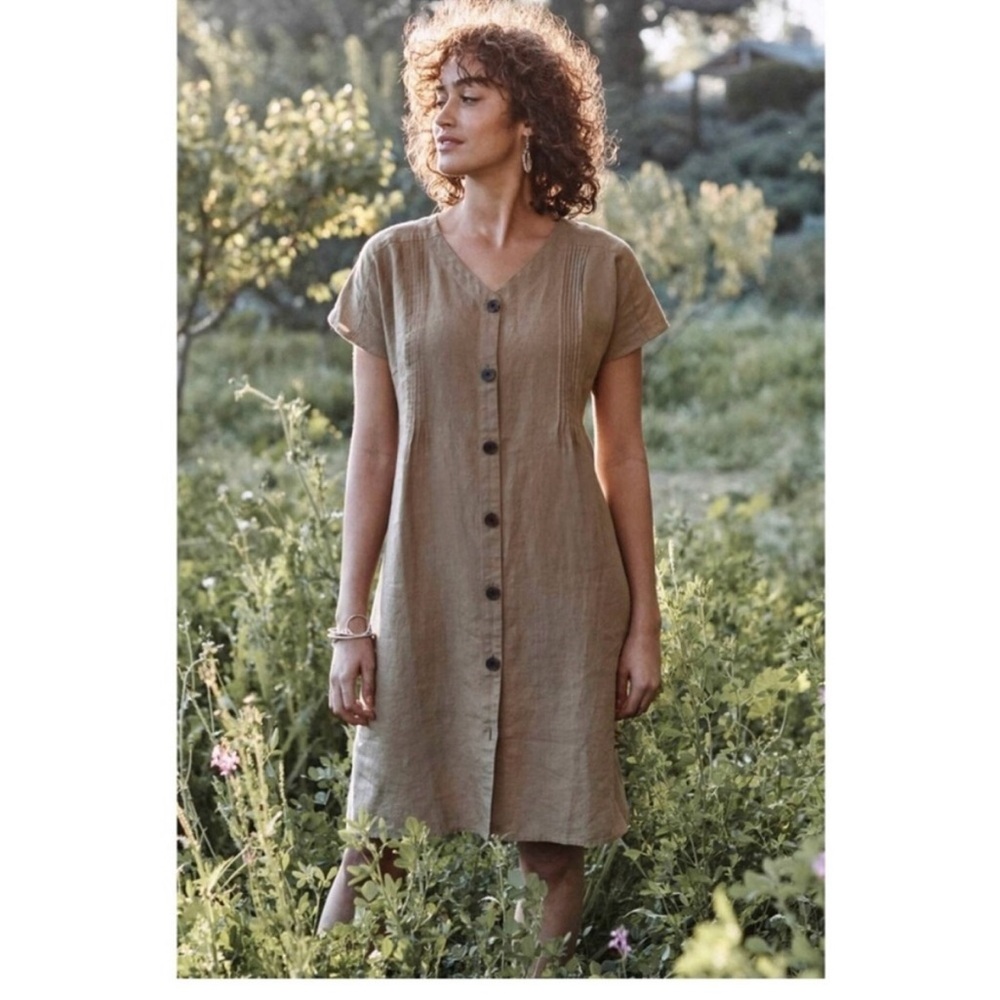J. Jill Love Linen Dress – Size XL, 100% Linen, Neutral Tan